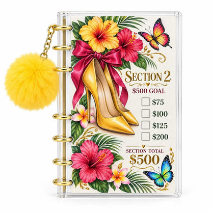 Tropical Bloom 2000 Savings Challenge A6 Binder Cash Envelope