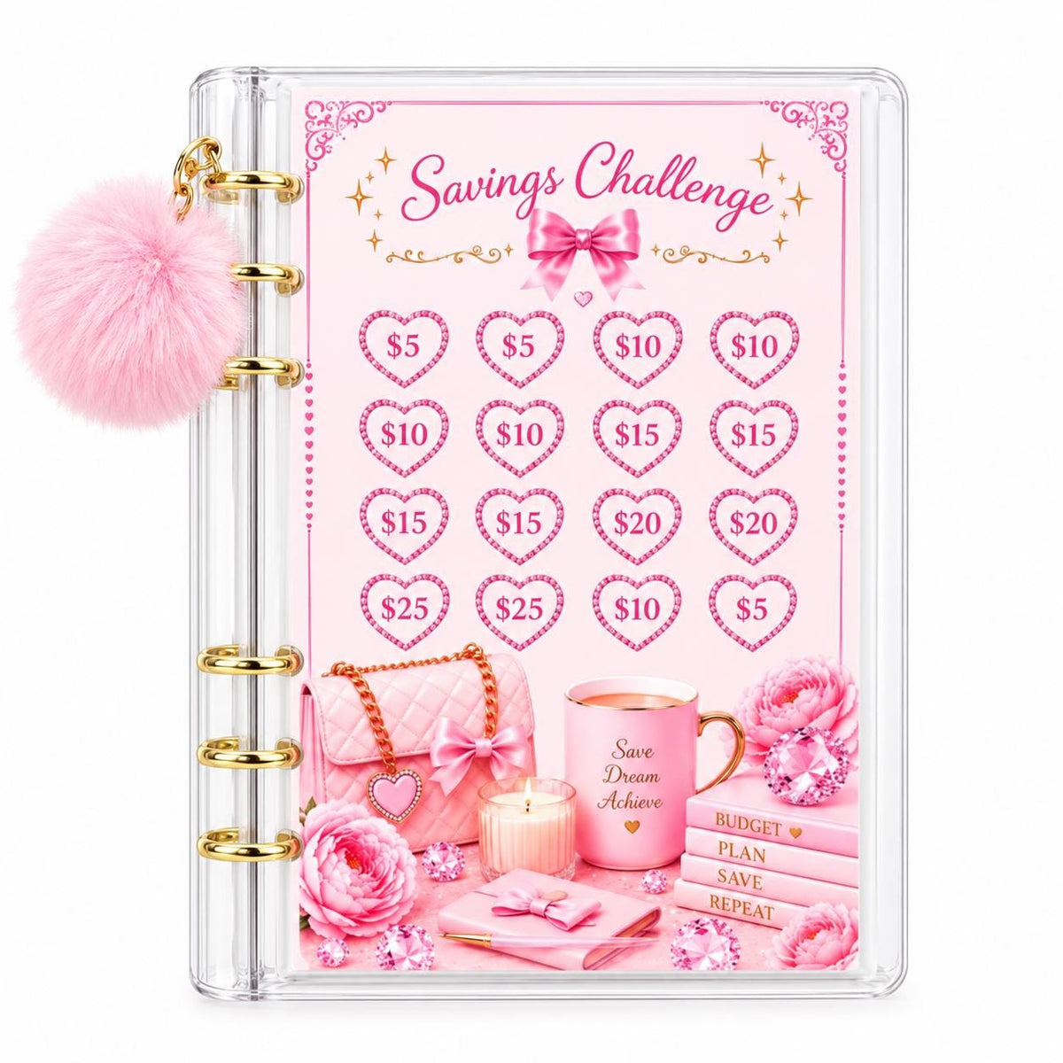 Pink Savings Challenge Cards | Cash Stuffing | A6 Budget Binder Inserts | Money Saving Tracker