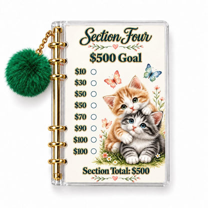 Kitten 2000 Savings Challenge A6 Binder Bundle Butterfly Cash Stuffing Tracker
