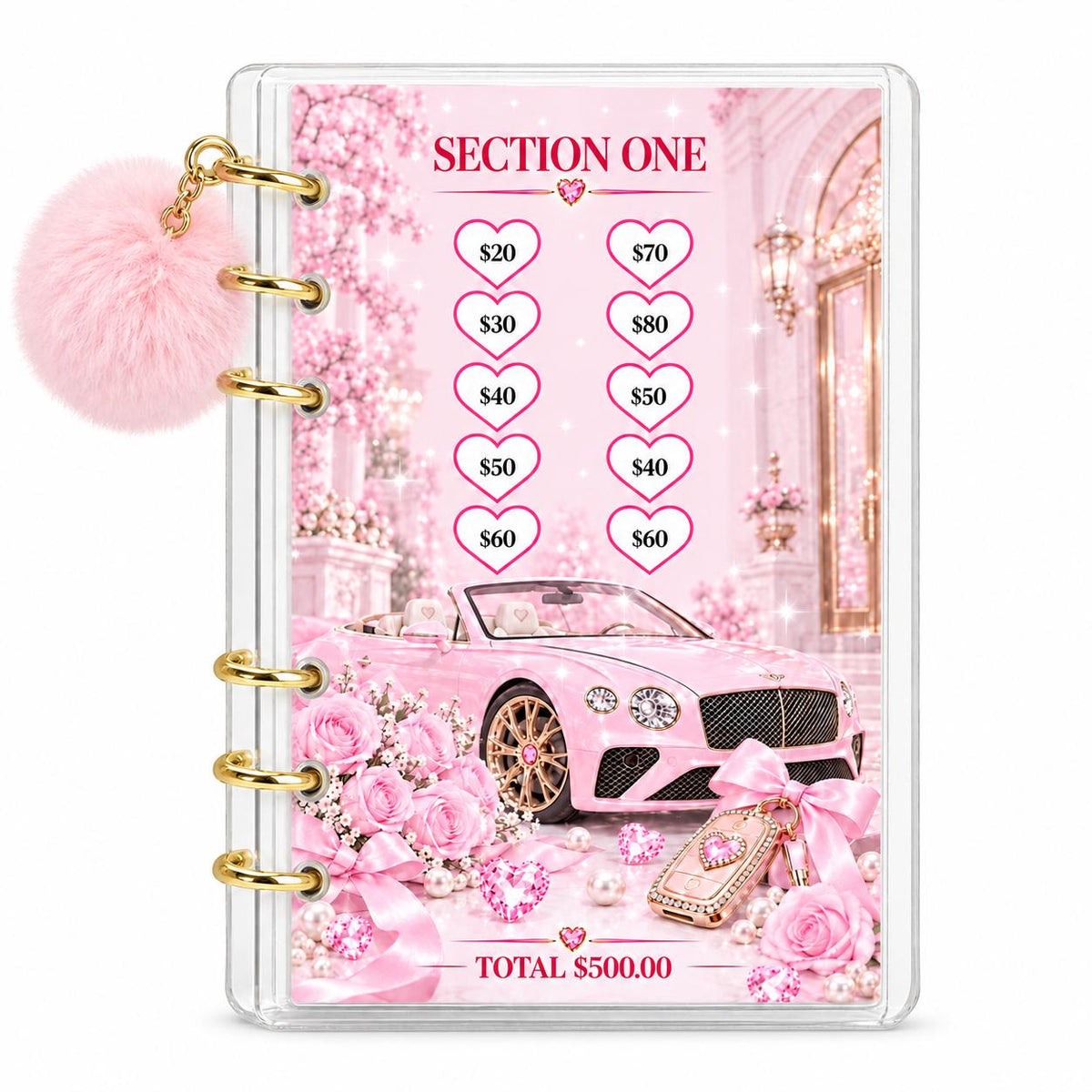 Pink Dreams 2000 Savings Challenge A6 Binder Budgeting Bundle