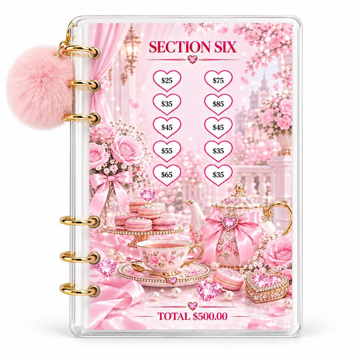 Pink Dreams 3000 Savings Challenge A6 Cash Binder Bundle
