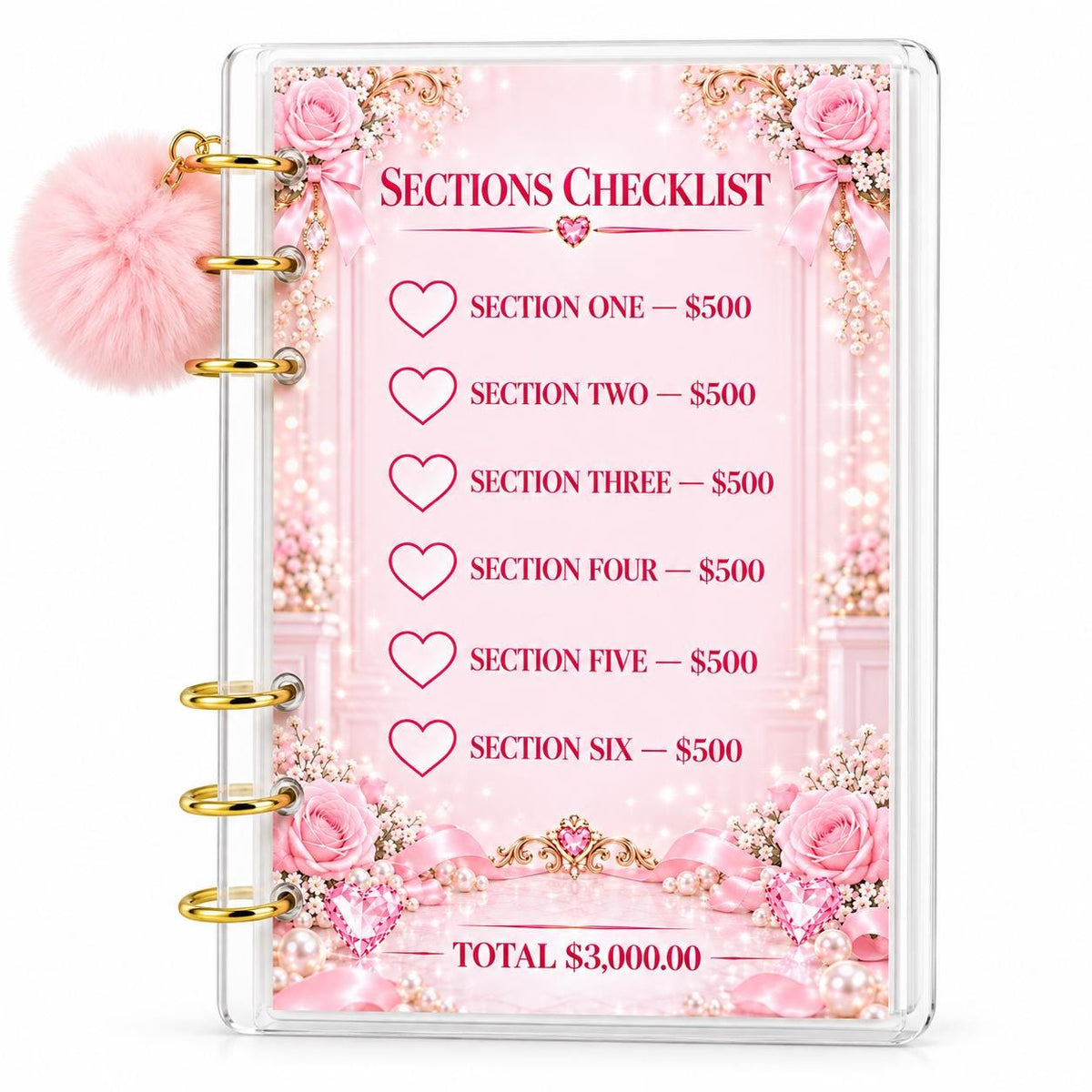 Pink Dreams 3000 Savings Challenge A6 Cash Binder Bundle