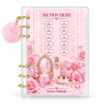 Glamorous 5000 Savings Goal Binder with Pom Charm