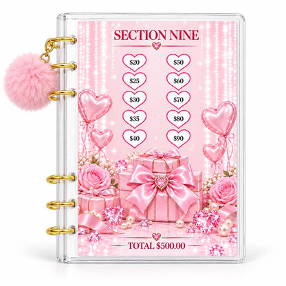 Glamorous 5000 Savings Goal Binder with Pom Charm