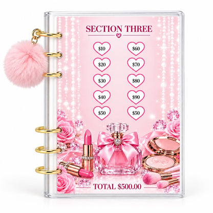 Glamorous 5000 Savings Goal Binder with Pom Charm