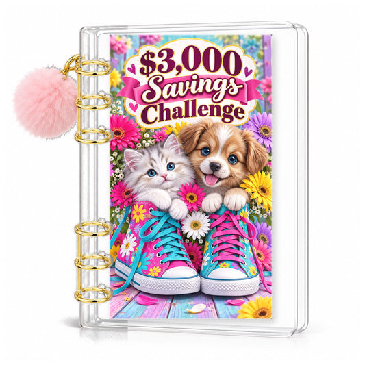 Kitten Puppy 3000 Savings Challenge A6 Binder Bundle