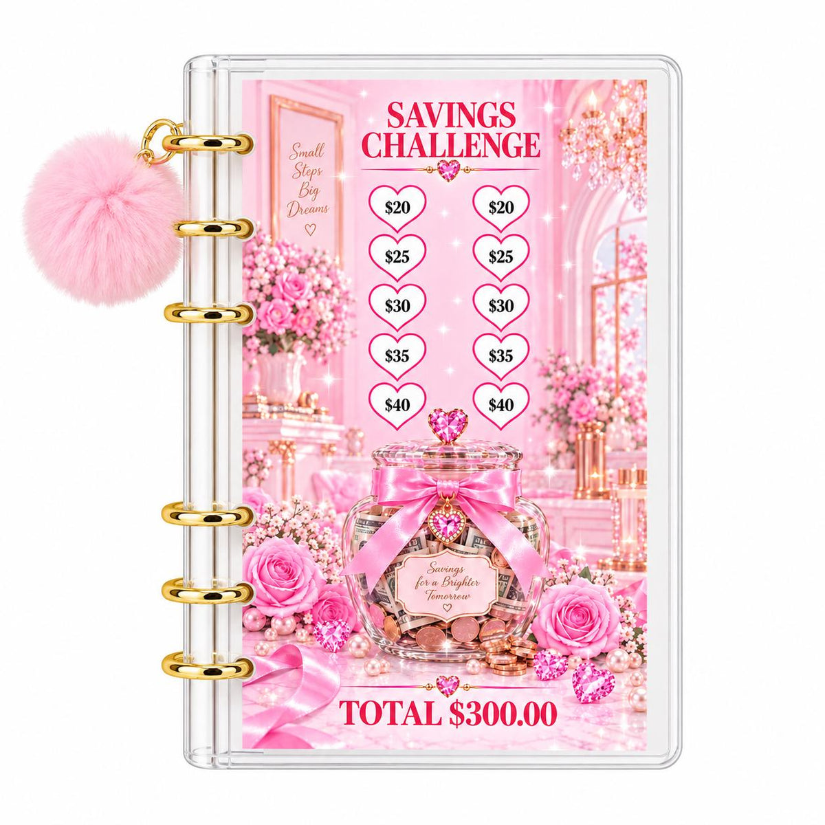 Low Budget Savings Challenge Bundle A6 Binder Pink Cash Budget Planner