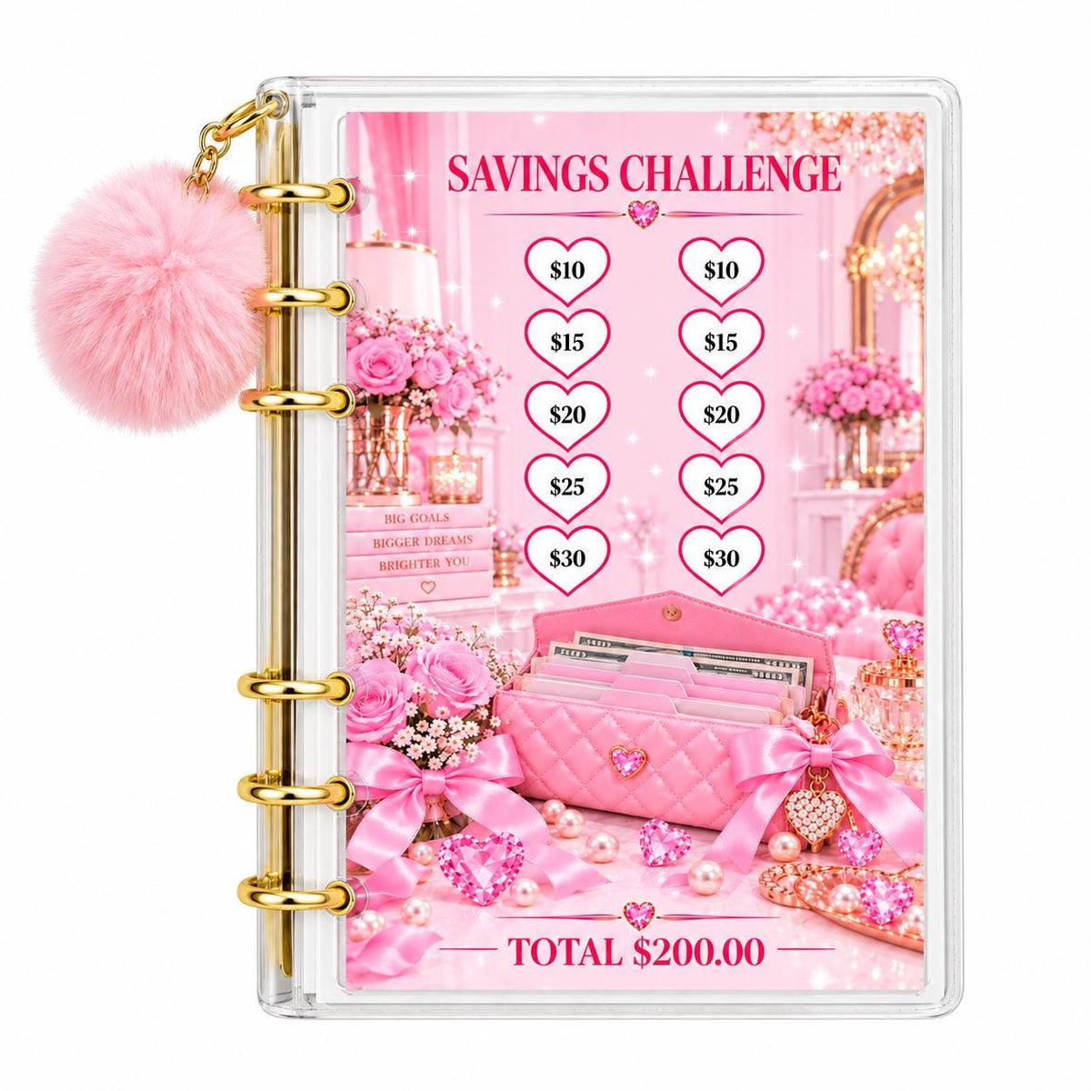 Low Budget Savings Challenge Bundle A6 Binder Pink Cash Budget Planner