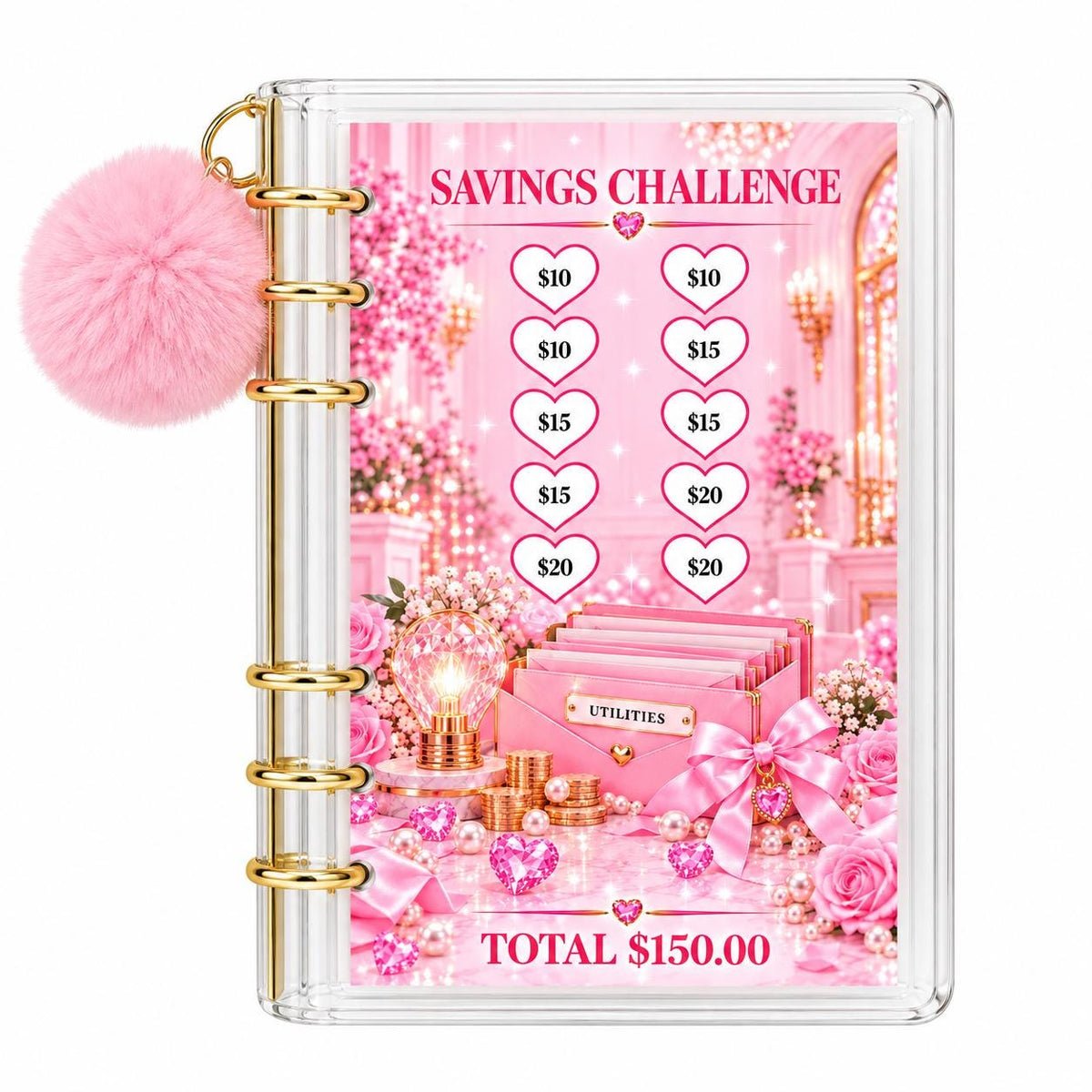 Low Budget Savings Challenge Bundle A6 Binder Pink Cash Budget Planner