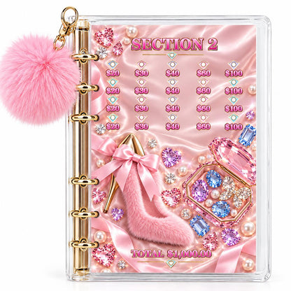 Pink Diamond Five Thousand Dollars Savings Challenge Bundle Physical Binder with Gold Rings