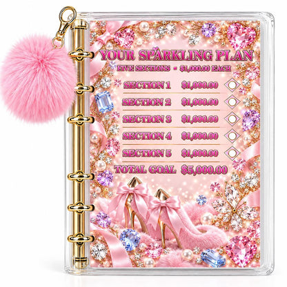 Pink Diamond Five Thousand Dollars Savings Challenge Bundle Physical Binder with Gold Rings