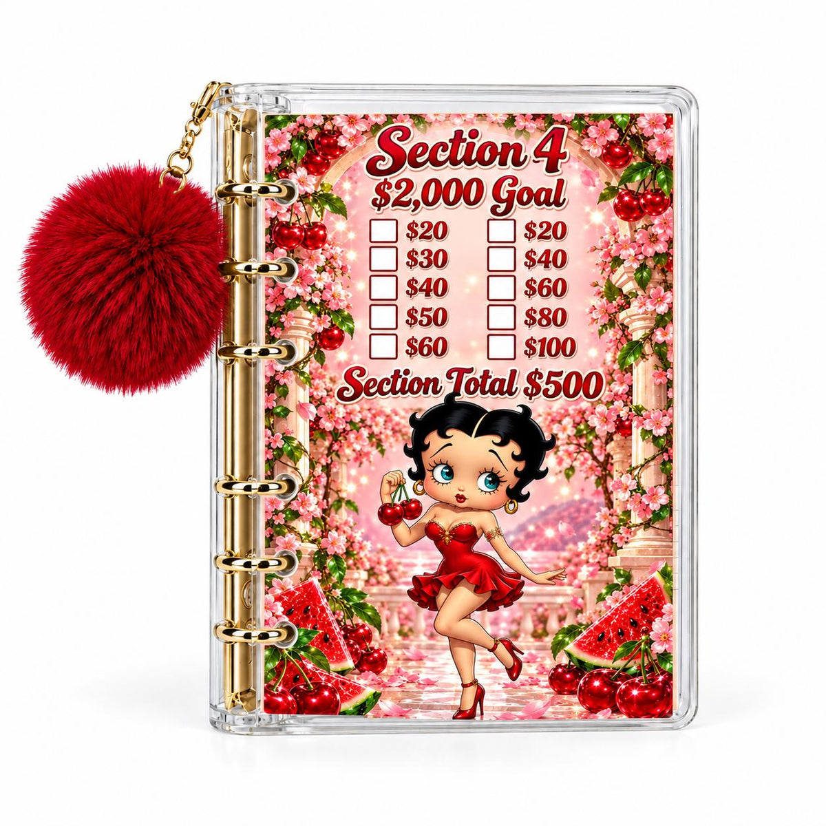 Cherry Watermelon 2000 Savings Challenge Bundle A6 Binder Cash Envelopes
