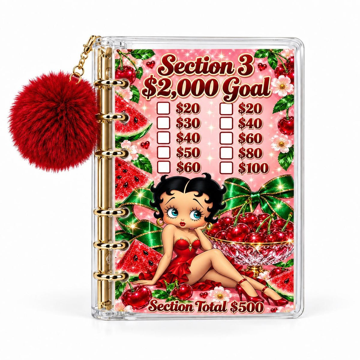 Cherry Watermelon 2000 Savings Challenge Bundle A6 Binder Cash Envelopes