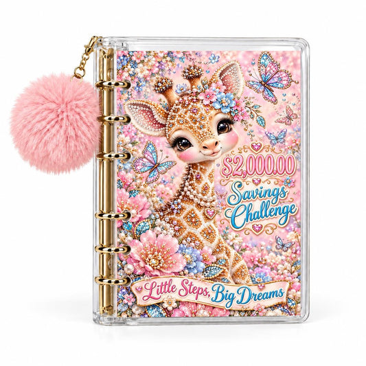 Baby Giraffe Savings Challenge Bundle: A6 Acrylic Binder with Gold Rings