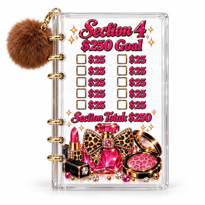 Leopard Luxe 1000 Savings Challenge A6 Clear Acrylic Budget Binder Bundle