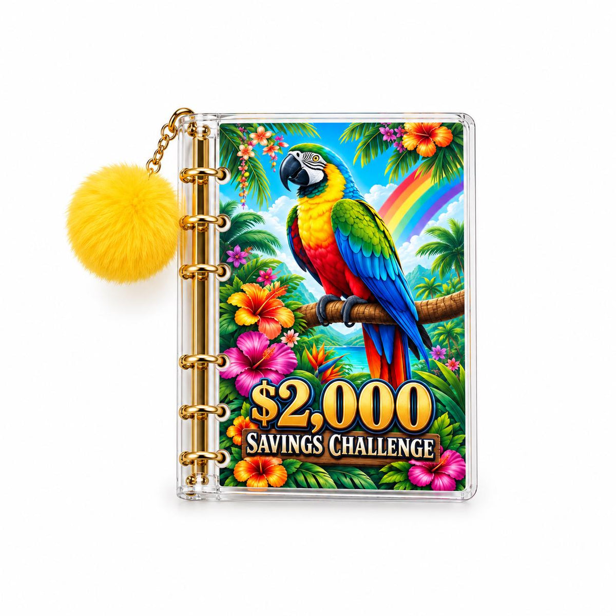 2000 Savings Challenge Binder Bundle Tropical Parrot Cash Stuffing Budget Planner