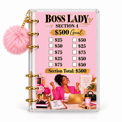 Boss Lady 2000 Savings Challenge Binder Bundle, Pink Gold Acrylic A6