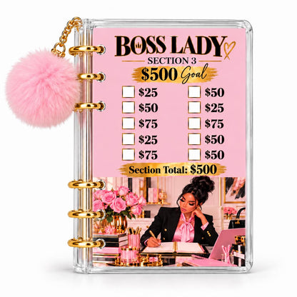 Boss Lady 2000 Savings Challenge Binder Bundle, Pink Gold Acrylic A6