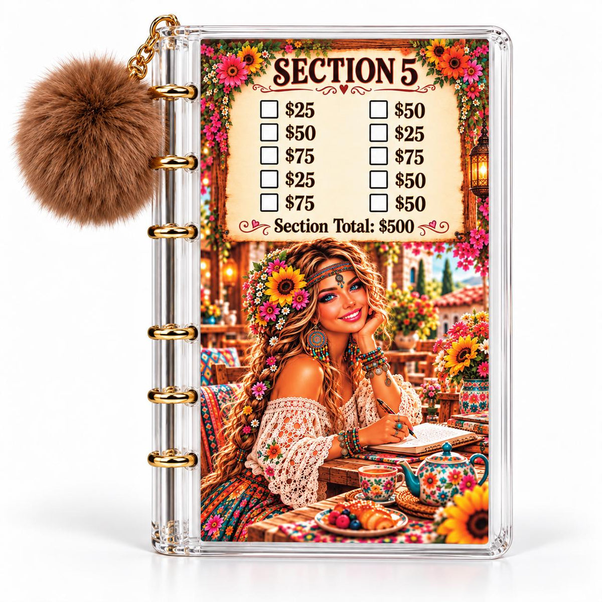Save with a Smile Binder: 3,000 Savings Challenge with Floral Artwork