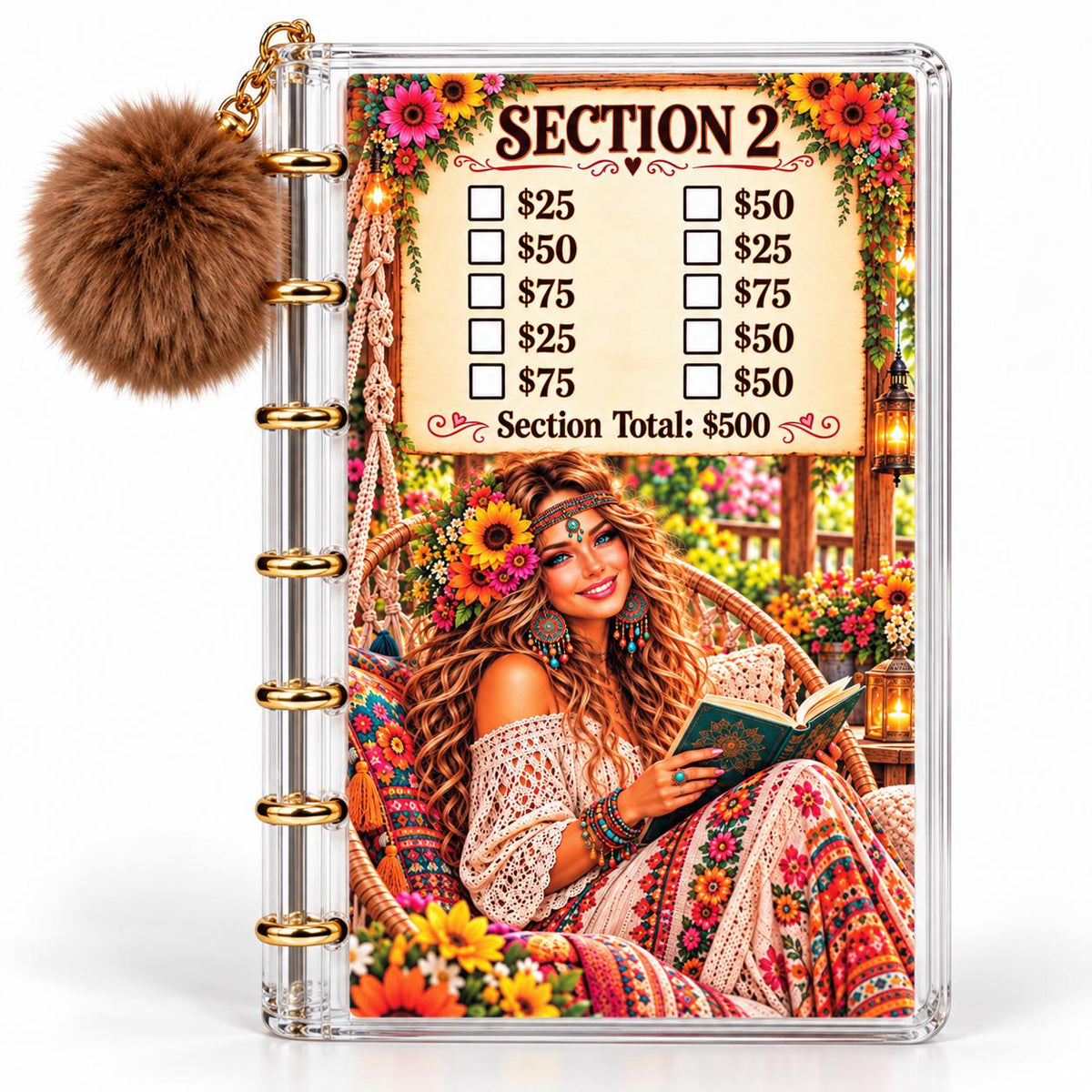 Save with a Smile Binder: 3,000 Savings Challenge with Floral Artwork