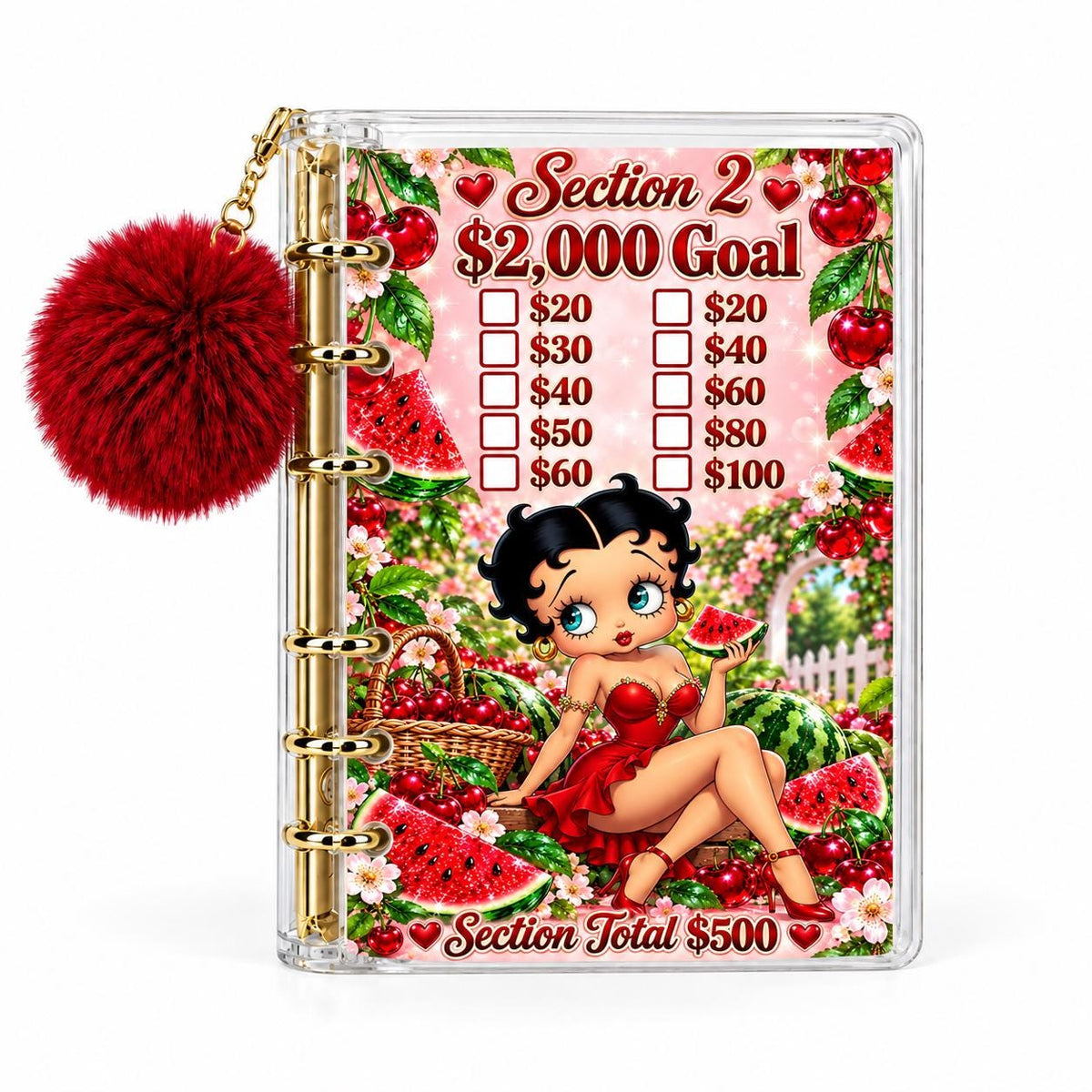 Cherry Watermelon 2000 Savings Challenge Bundle A6 Binder Cash Envelopes
