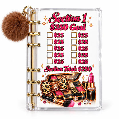 Leopard Luxe 1000 Savings Challenge A6 Clear Acrylic Budget Binder Bundle