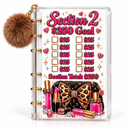 Leopard Luxe 1000 Savings Challenge A6 Clear Acrylic Budget Binder Bundle