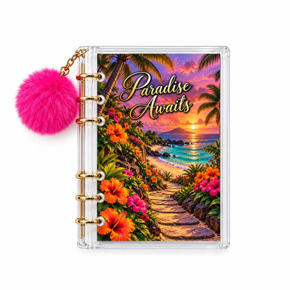 5K Vacation Savings Binder: Tropical A6 Acrylic with Gold Rings