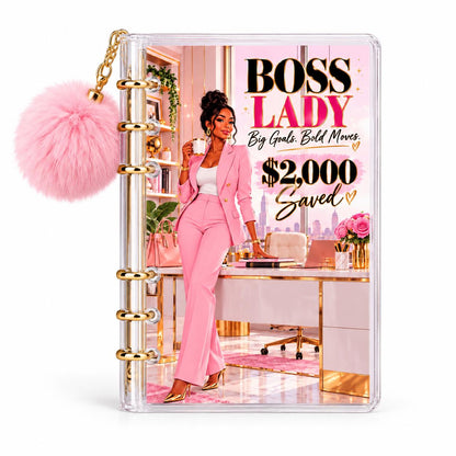 Boss Lady 2000 Savings Challenge Binder Bundle, Pink Gold Acrylic A6