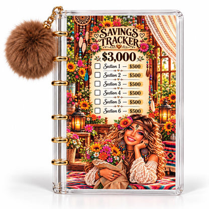 Save with a Smile Binder: 3,000 Savings Challenge with Floral Artwork