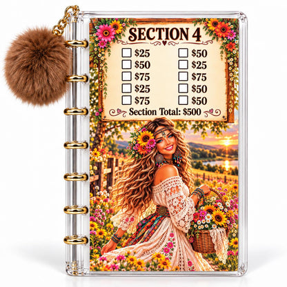 Save with a Smile Binder: 3,000 Savings Challenge with Floral Artwork