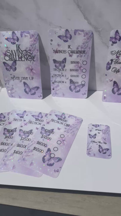 1K A6 White Binder Bundle with Purple Butterflies